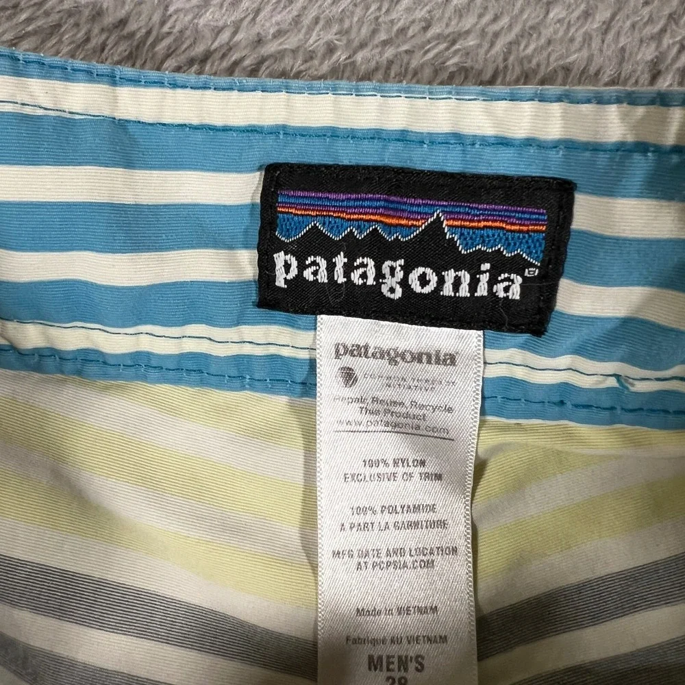 Patagonia‎ Boardshorts Mens Size 28 Yellow Blue Striped 11